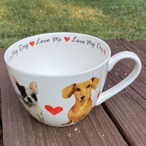 Portobello‎ by Design Love My Dog Jumbo Bone China Mug 20oz Dogs Hearts